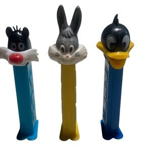 Vintage Looney Tunes PEZ Lot (3) - Sylvester, Bugs, Daffy - Patent 3.9 Hong Kong